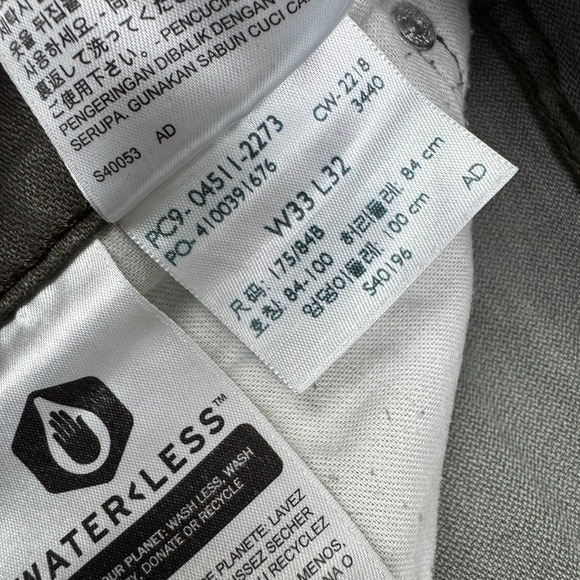 Levis 511 Jeans Mens 33x32 Green/Gray Slim Dark Wash Mid Rise Stretch Denim - Picture 13 of 14